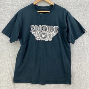 Zoo York Tshirt Mens Large Navy Blue Tee Short Sleeve Y2K Crew Graphic